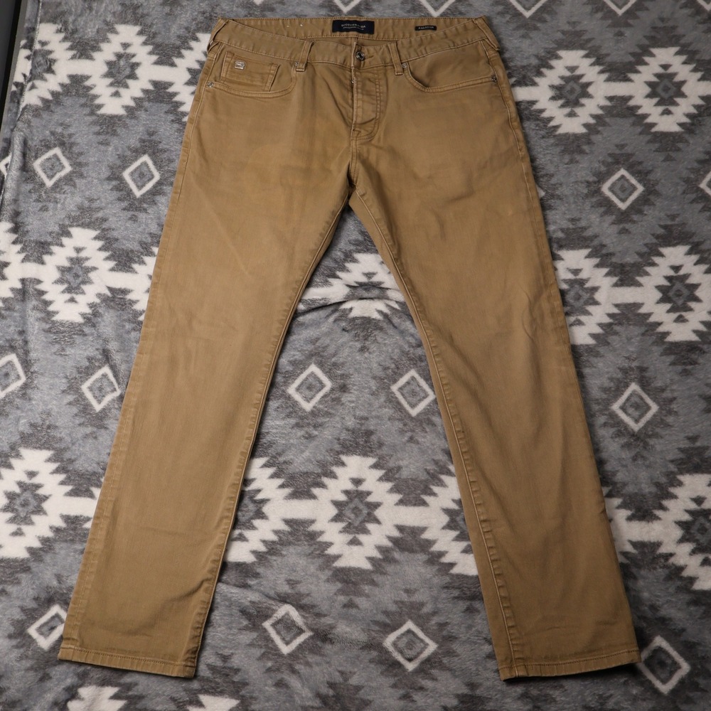 Scotch & Soda Ralston Regular Slim Fit Tan Khaki Pants 33x30 Amsterdams Blauw